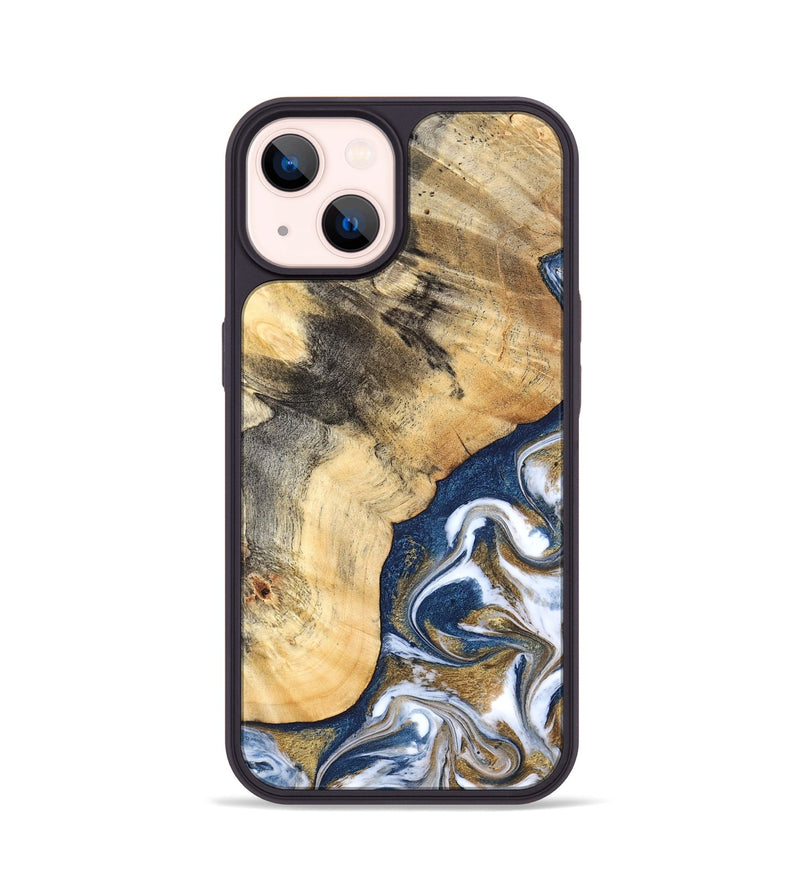 iPhone 14 Wood Phone Case - Bryon (Teal & Gold, 827322)