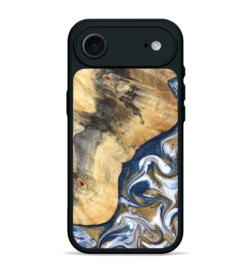 iPhone 17 Air Wood Phone Case - Bryon (Teal & Gold, 827322)