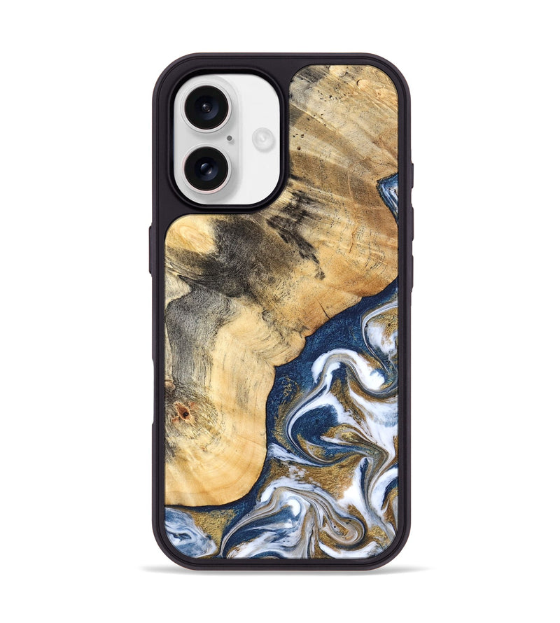 iPhone 17 Wood Phone Case - Bryon (Teal & Gold, 827322)