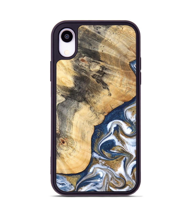 iPhone Xr Wood Phone Case - Bryon (Teal & Gold, 827322)