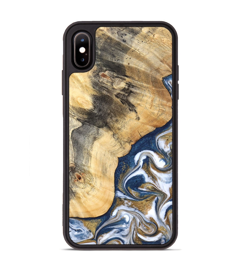 iPhone Xs Max Wood Phone Case - Bryon (Teal & Gold, 827322)