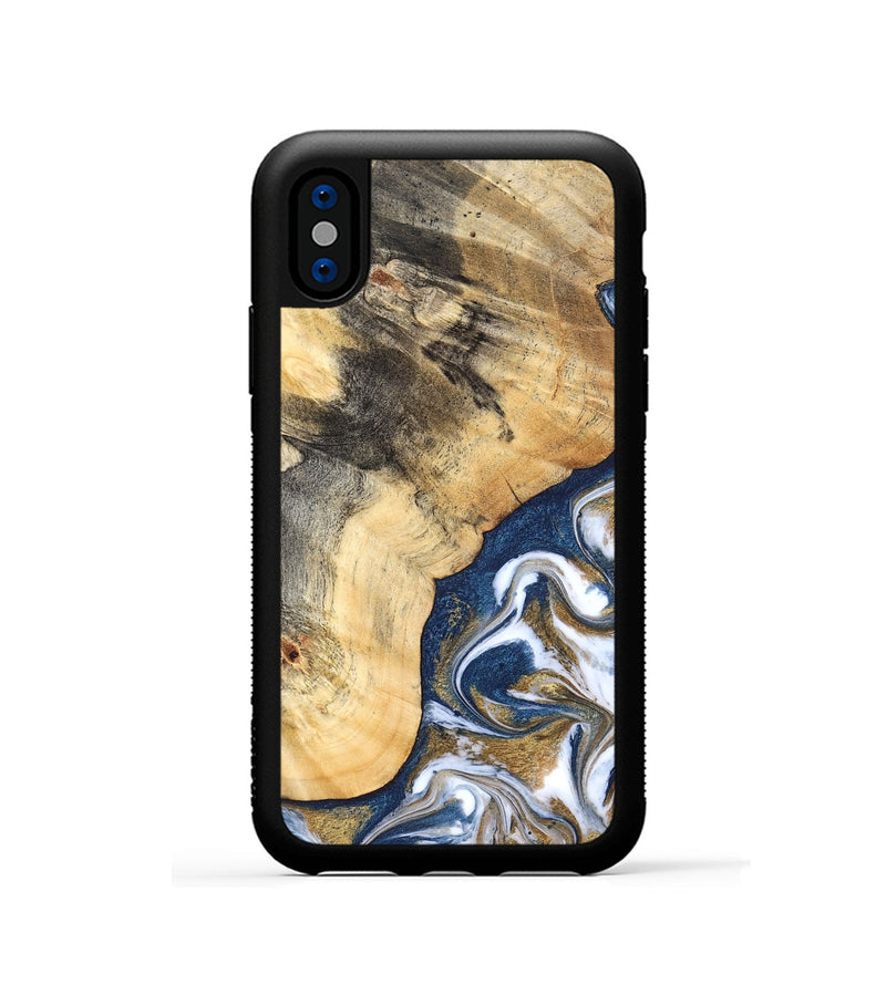 iPhone Xs Wood Phone Case - Bryon (Teal & Gold, 827322)