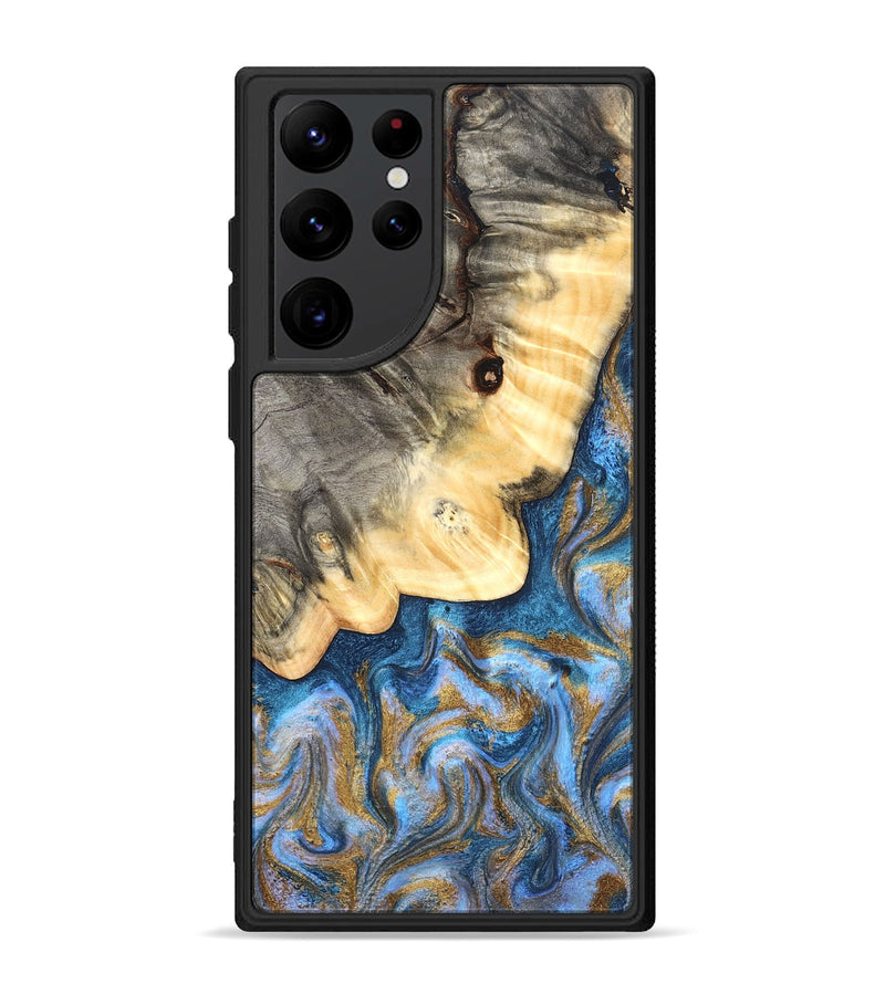 Galaxy S22 Ultra Wood Phone Case - Kole (Teal & Gold, 827323)