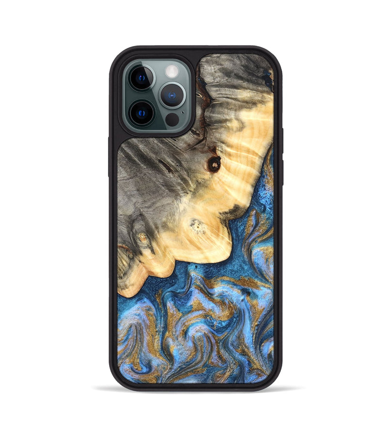 iPhone 12 Pro Wood Phone Case - Kole (Teal & Gold, 827323)