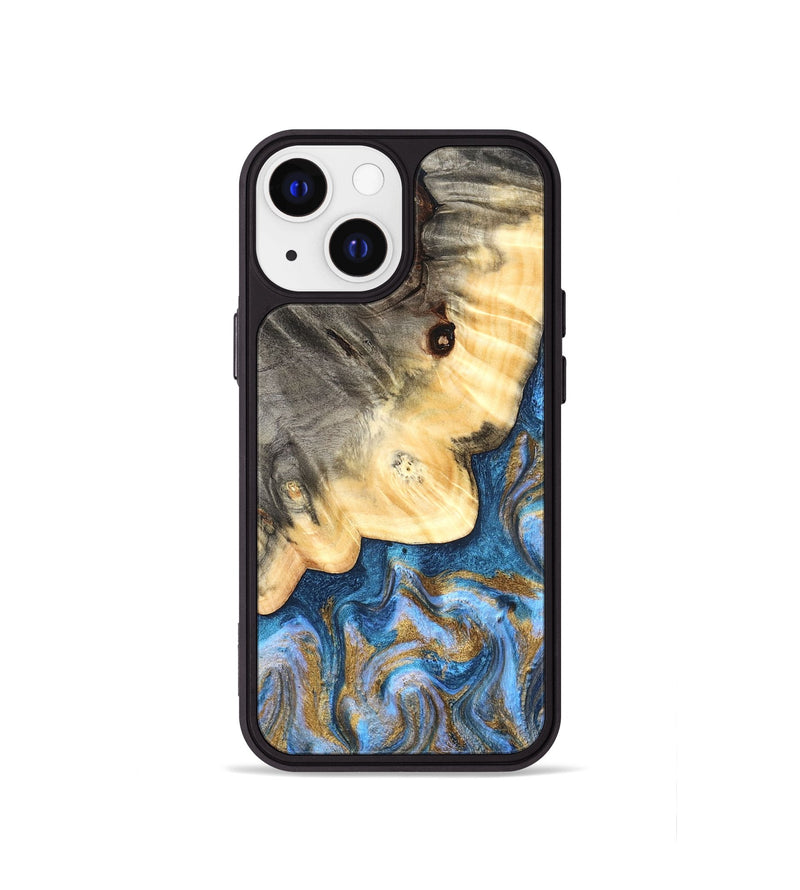 iPhone 13 mini Wood Phone Case - Kole (Teal & Gold, 827323)