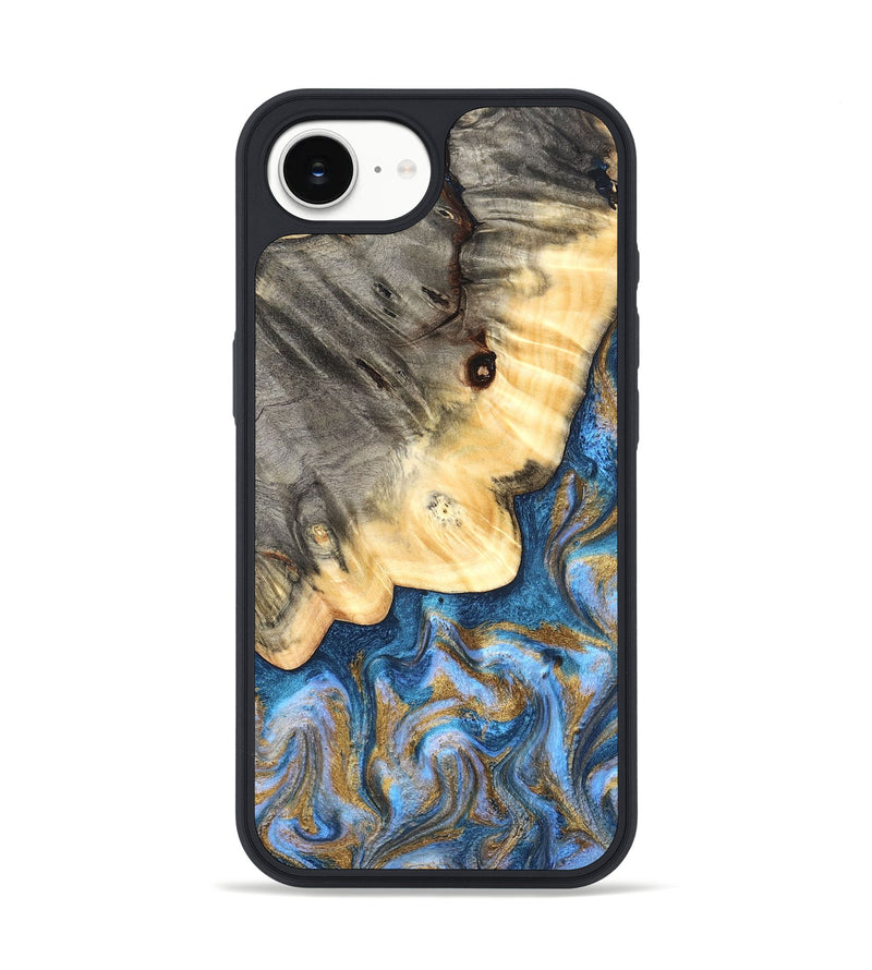 iPhone 16e Wood Phone Case - Kole (Teal & Gold, 827323)