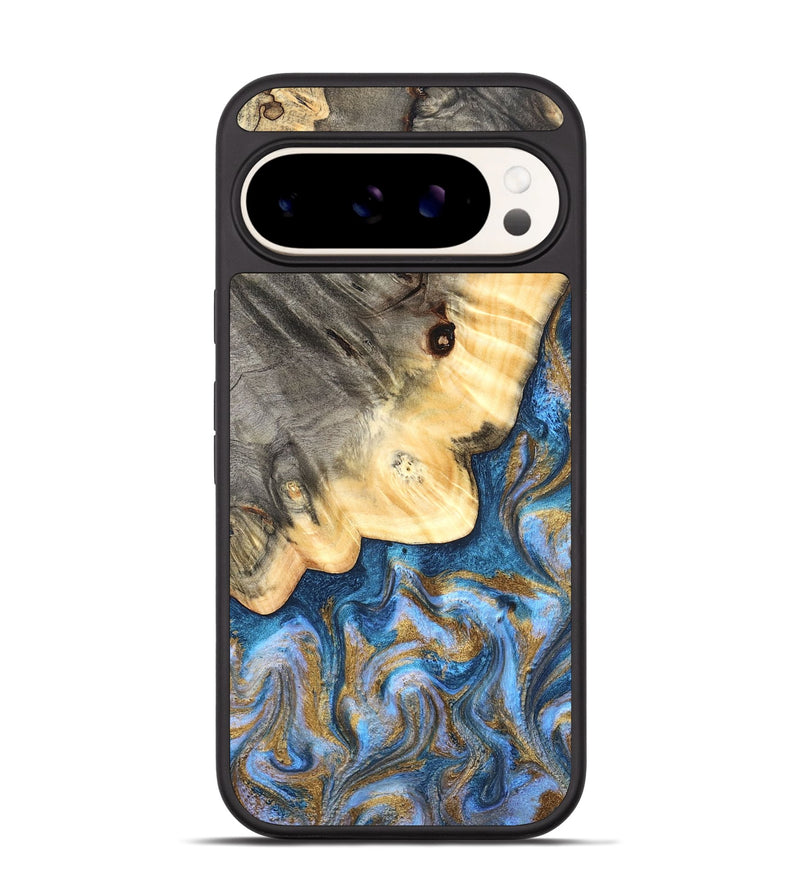 Pixel 9 Wood Phone Case - Kole (Teal & Gold, 827323)