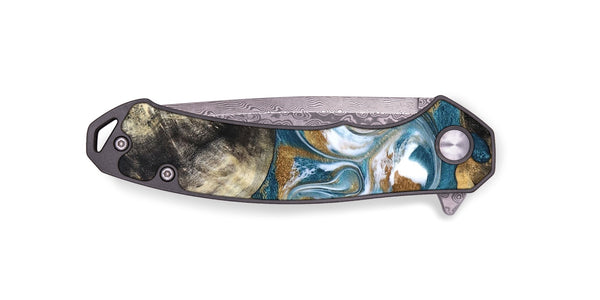 EDC Wood Pocket Knife - Harlow (Teal & Gold, 827324)