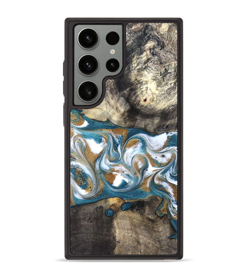 Galaxy S23 Ultra Wood Phone Case - Harlow (Teal & Gold, 827324)