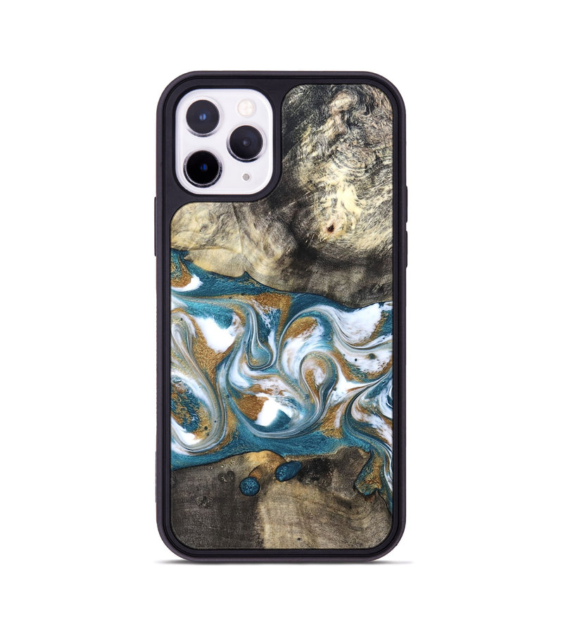 iPhone 11 Pro Wood Phone Case - Harlow (Teal & Gold, 827324)