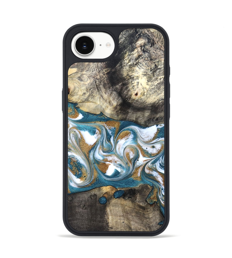 iPhone 17e Wood Phone Case - Harlow (Teal & Gold, 827324)