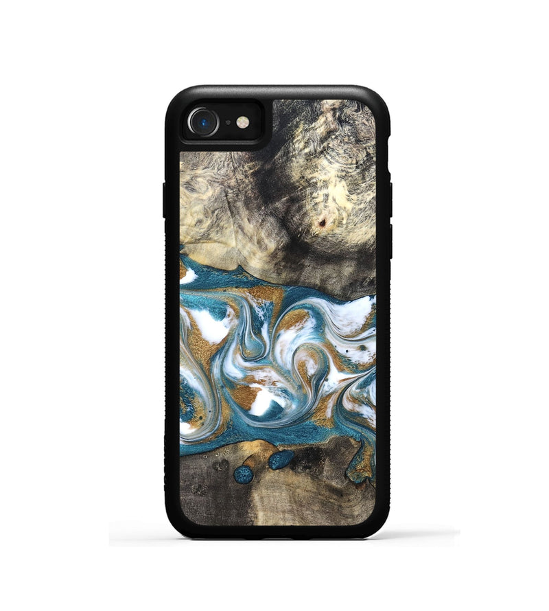 iPhone SE Wood Phone Case - Harlow (Teal & Gold, 827324)