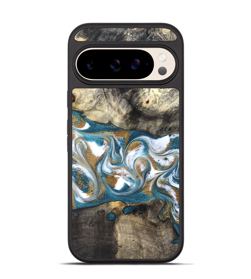 Pixel 10 Wood Phone Case - Harlow (Teal & Gold, 827324)