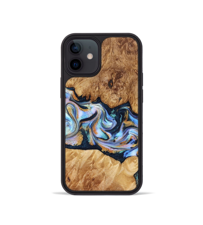 iPhone 12 mini Wood Phone Case - Mitzi (Teal & Gold, 827325)