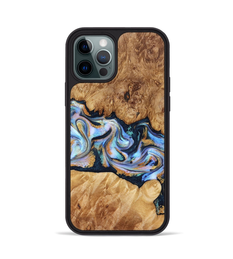 iPhone 12 Pro Wood Phone Case - Mitzi (Teal & Gold, 827325)