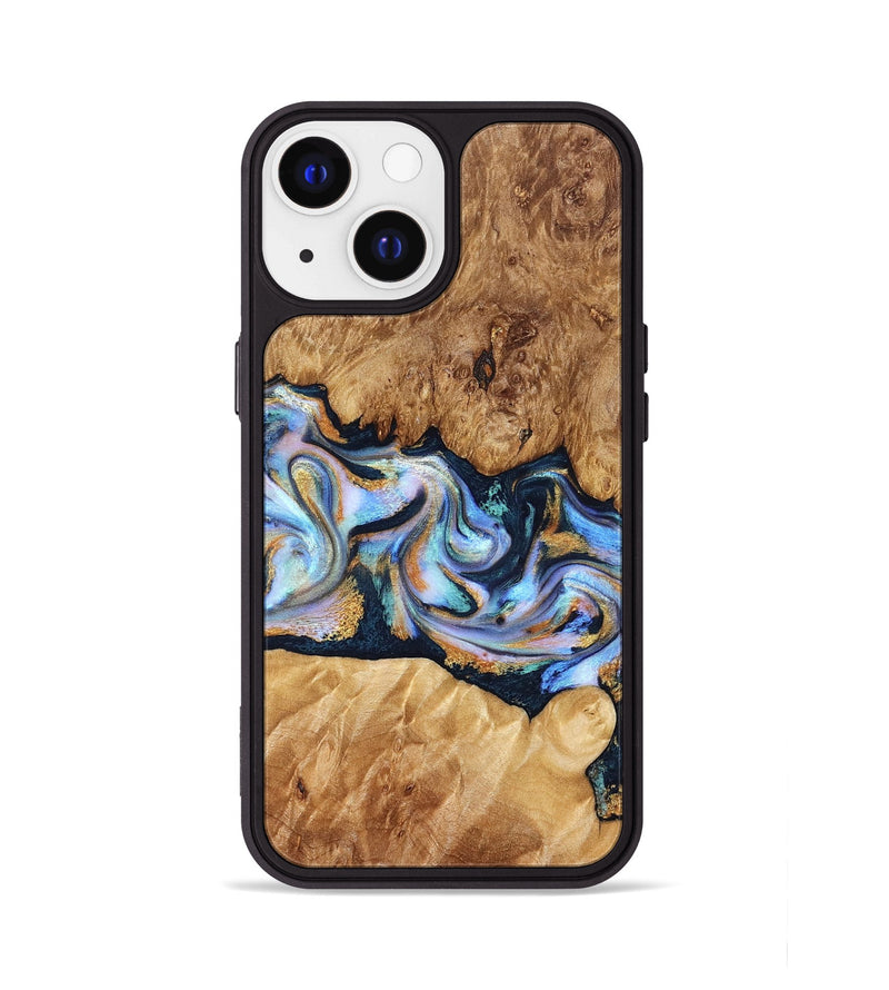 iPhone 13 Wood Phone Case - Mitzi (Teal & Gold, 827325)