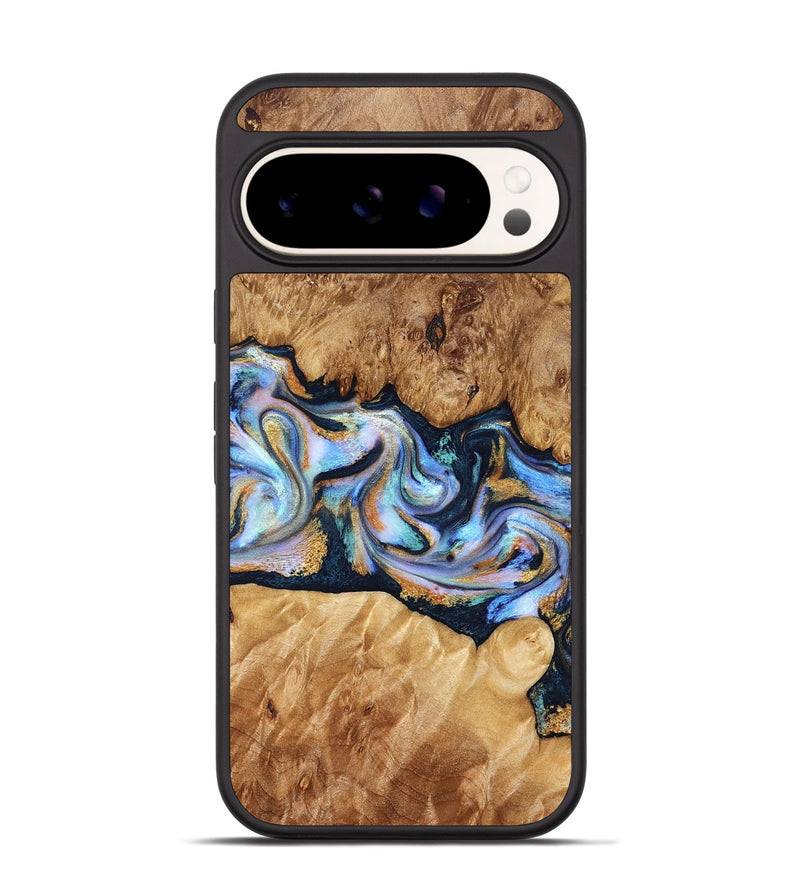 Pixel 9 Pro Wood Phone Case - Mitzi (Teal & Gold, 827325)
