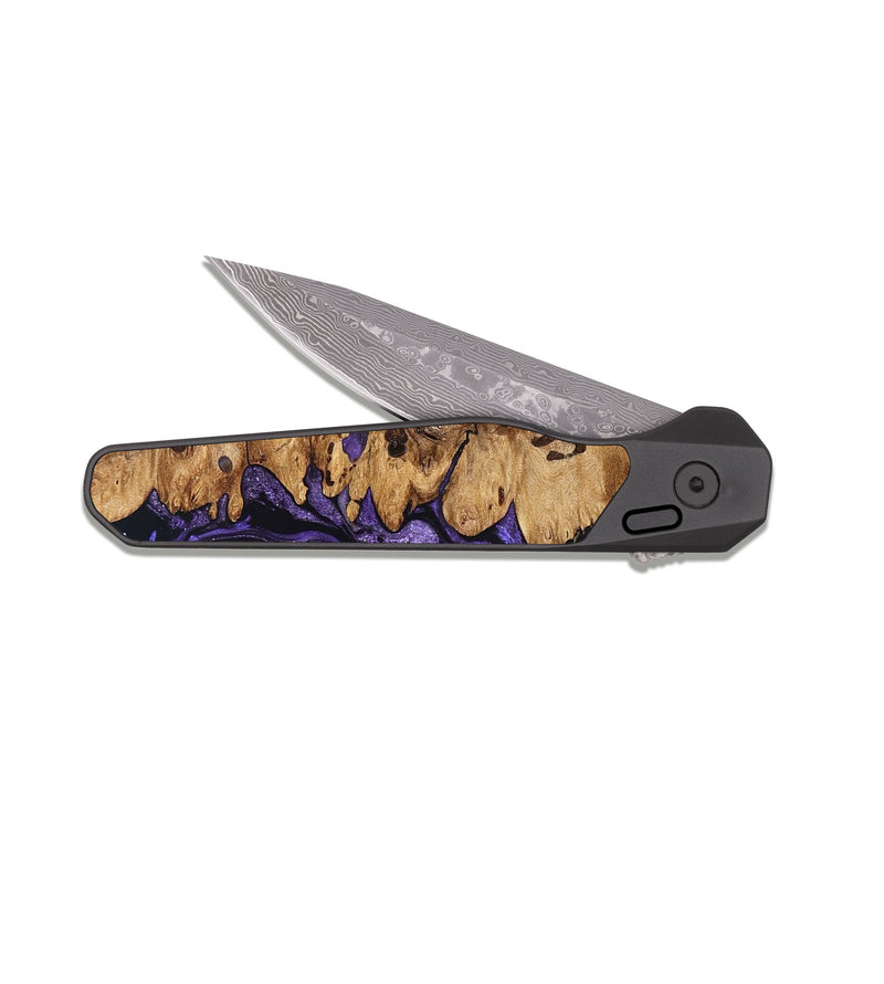 EDC Dark Damascus Wood Pocket Knife - Dessie (Purple, 827330)