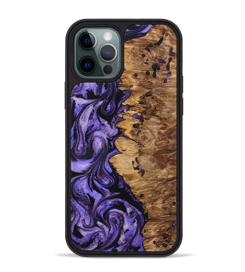 iPhone 12 Pro Max Wood Phone Case - Dessie (Purple, 827330)