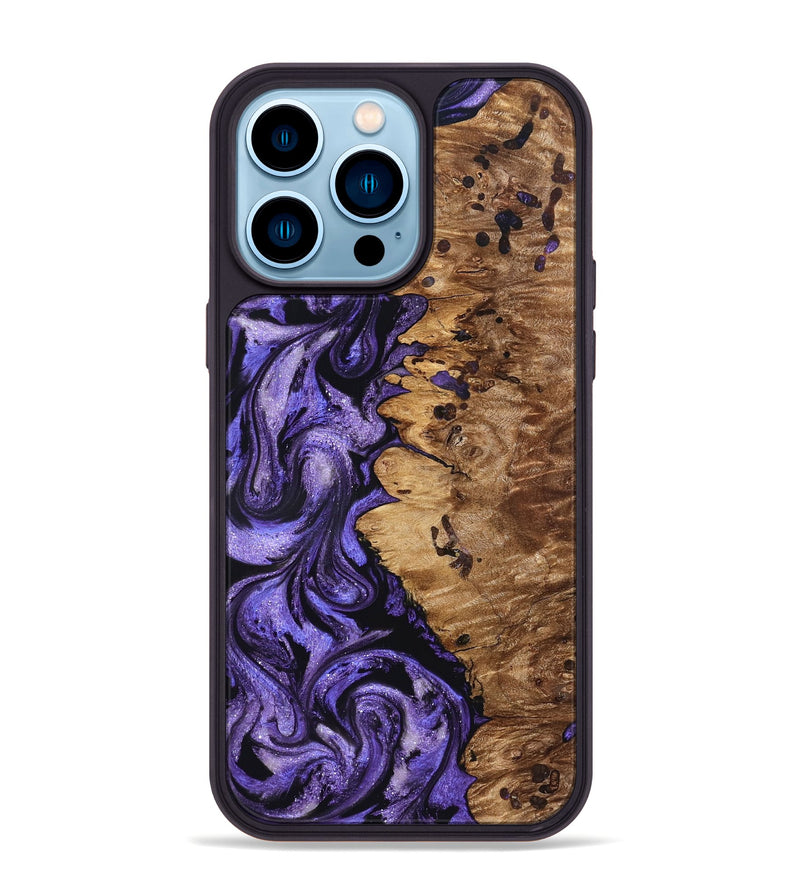 iPhone 14 Pro Max Wood Phone Case - Dessie (Purple, 827330)