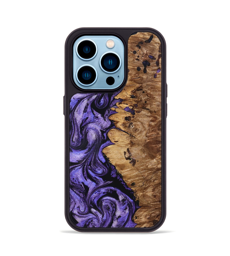 iPhone 14 Pro Wood Phone Case - Dessie (Purple, 827330)