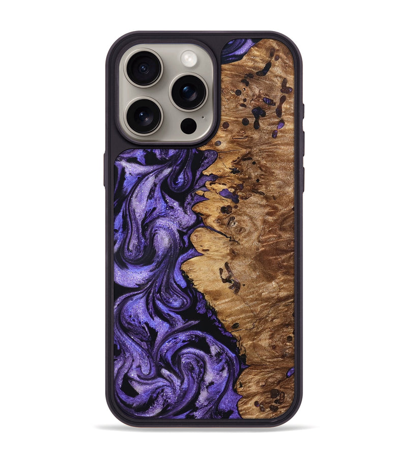 iPhone 15 Pro Max Wood Phone Case - Dessie (Purple, 827330)