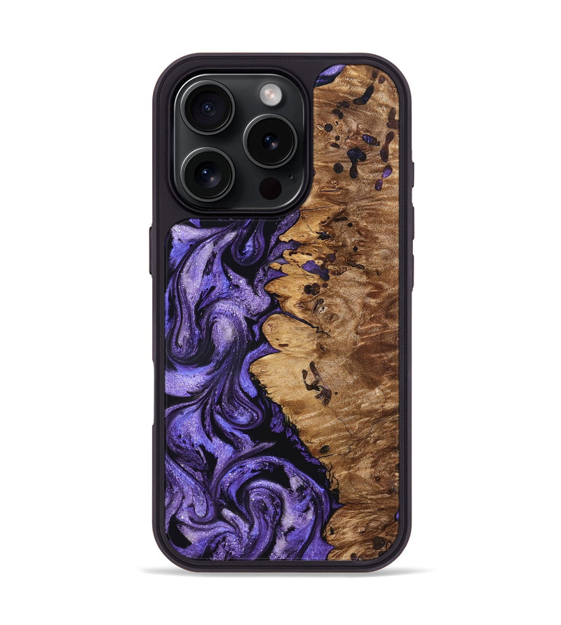 iPhone 16 Pro Wood Phone Case - Dessie (Purple, 827330)