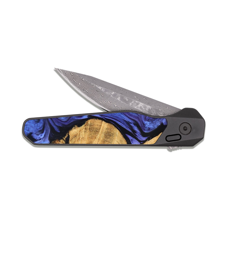 EDC Dark Damascus Wood Pocket Knife - Chana (Purple, 827333)