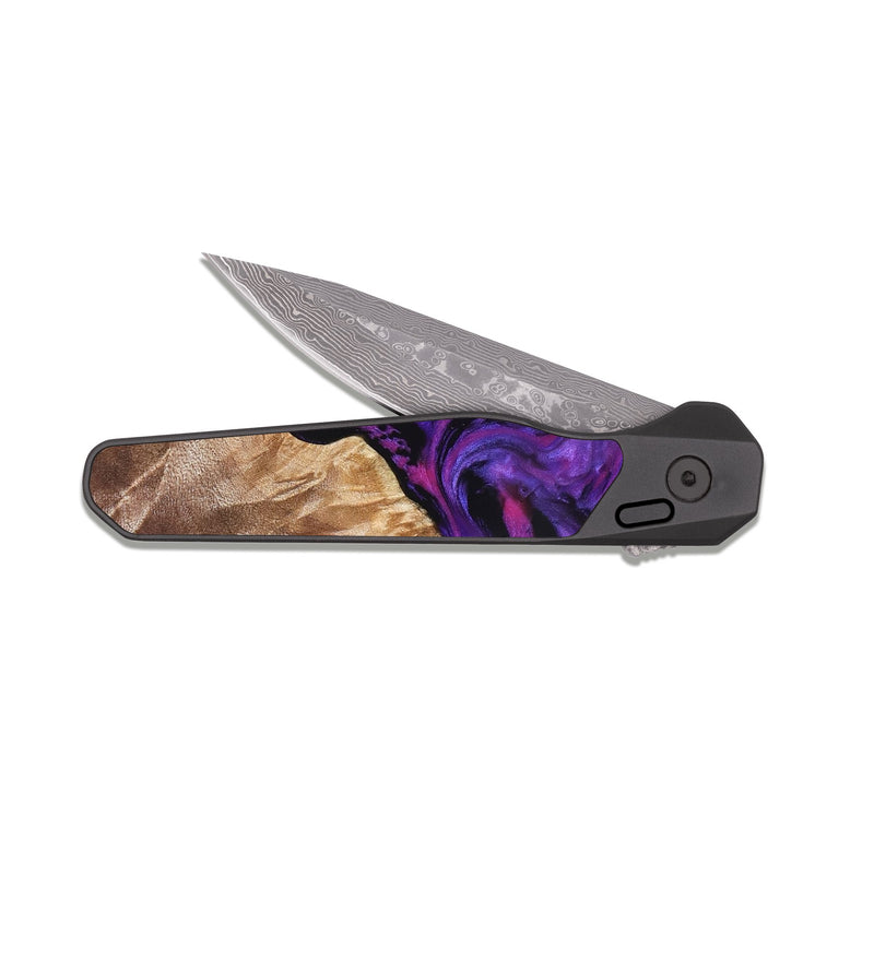 EDC Dark Damascus Wood Pocket Knife - Doc (Purple, 827335)