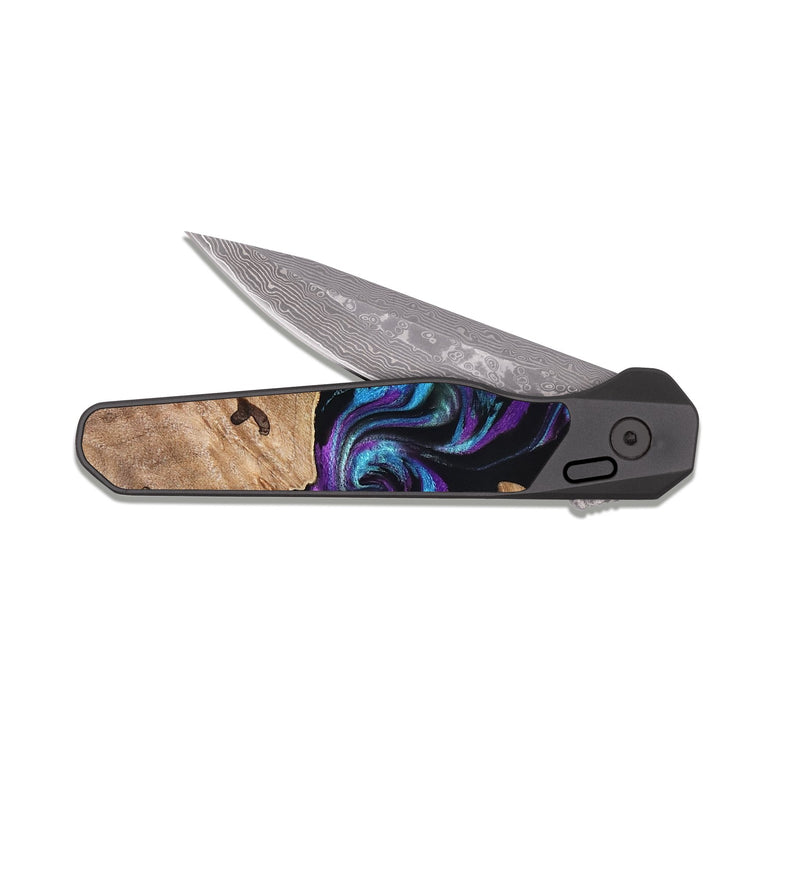 EDC Dark Damascus Wood Pocket Knife - Jorden (Purple, 827336)