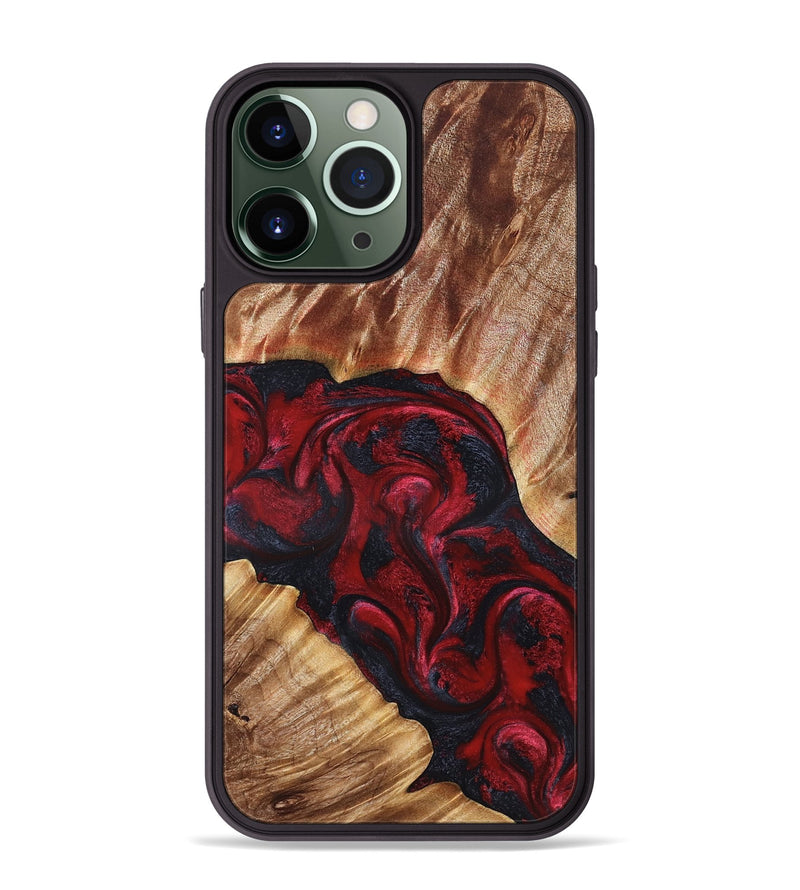 iPhone 13 Pro Max Wood Phone Case - Stone (Red, 827340)