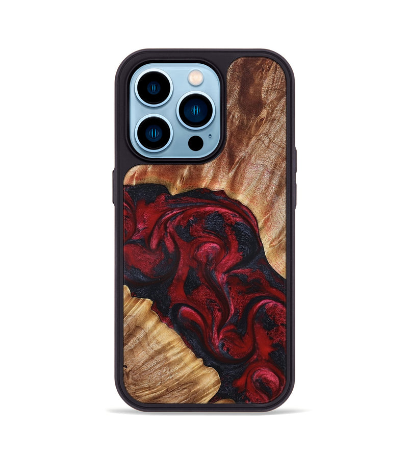 iPhone 14 Pro Wood Phone Case - Stone (Red, 827340)