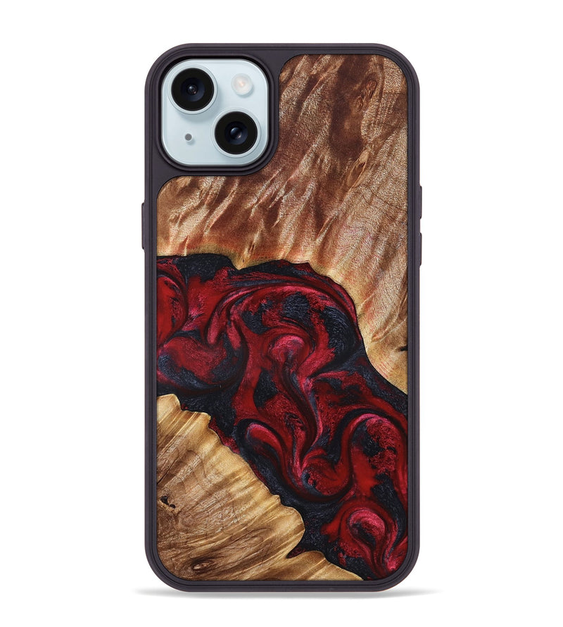 iPhone 15 Plus Wood Phone Case - Stone (Red, 827340)