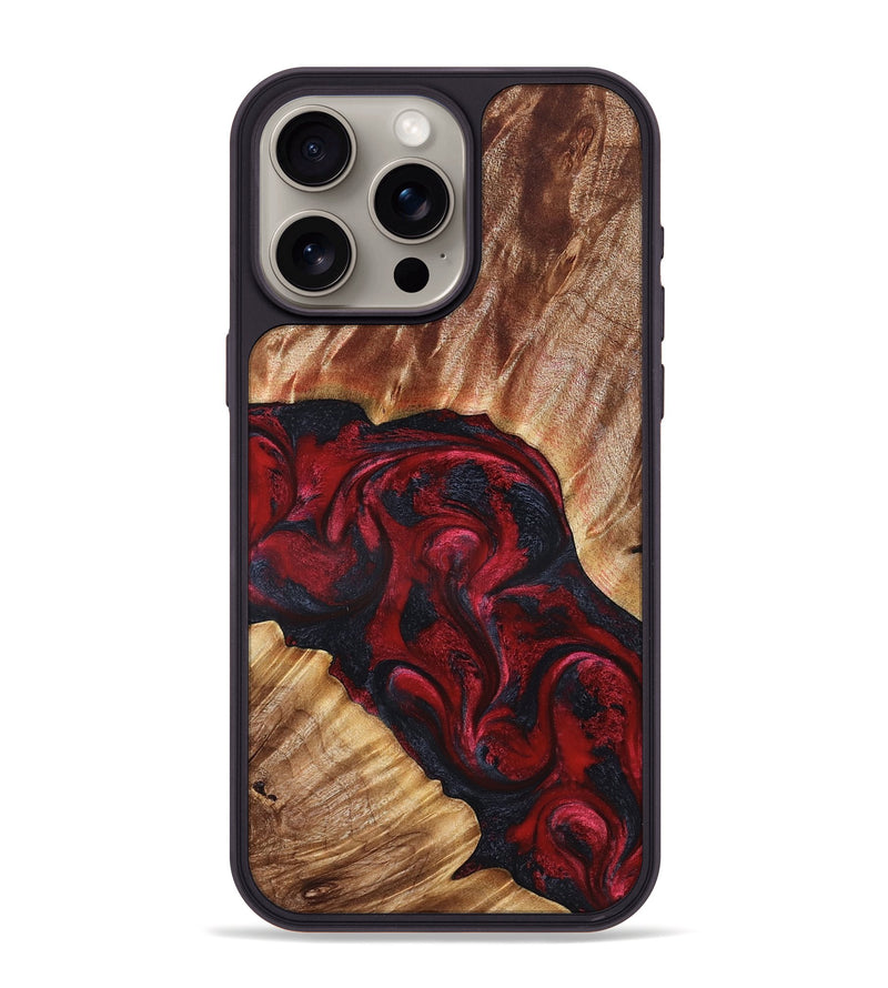 iPhone 15 Pro Max Wood Phone Case - Stone (Red, 827340)