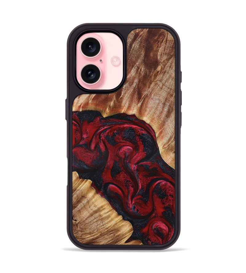 iPhone 16 Wood Phone Case - Stone (Red, 827340)