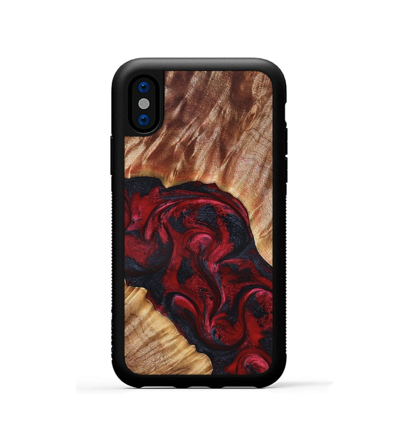 iPhone Xs Wood Phone Case - Stone (Red, 827340)