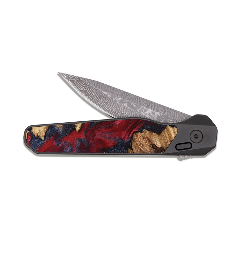 EDC Dark Damascus Wood Pocket Knife - Anitra (Red, 827341)