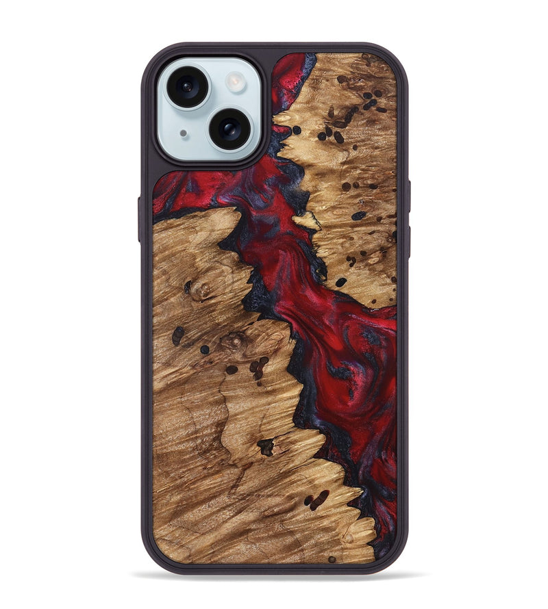 iPhone 15 Plus Wood Phone Case - Anitra (Red, 827341)