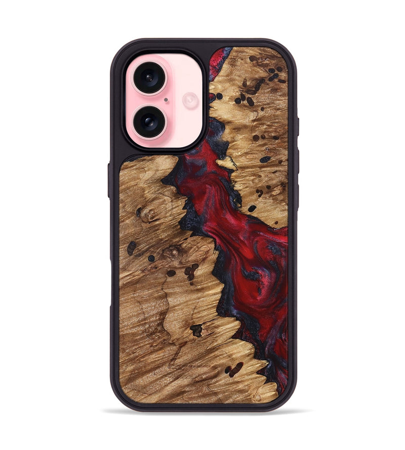 iPhone 16 Wood Phone Case - Anitra (Red, 827341)
