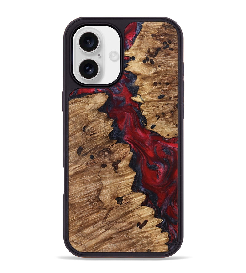 iPhone 16 Plus Wood Phone Case - Anitra (Red, 827341)