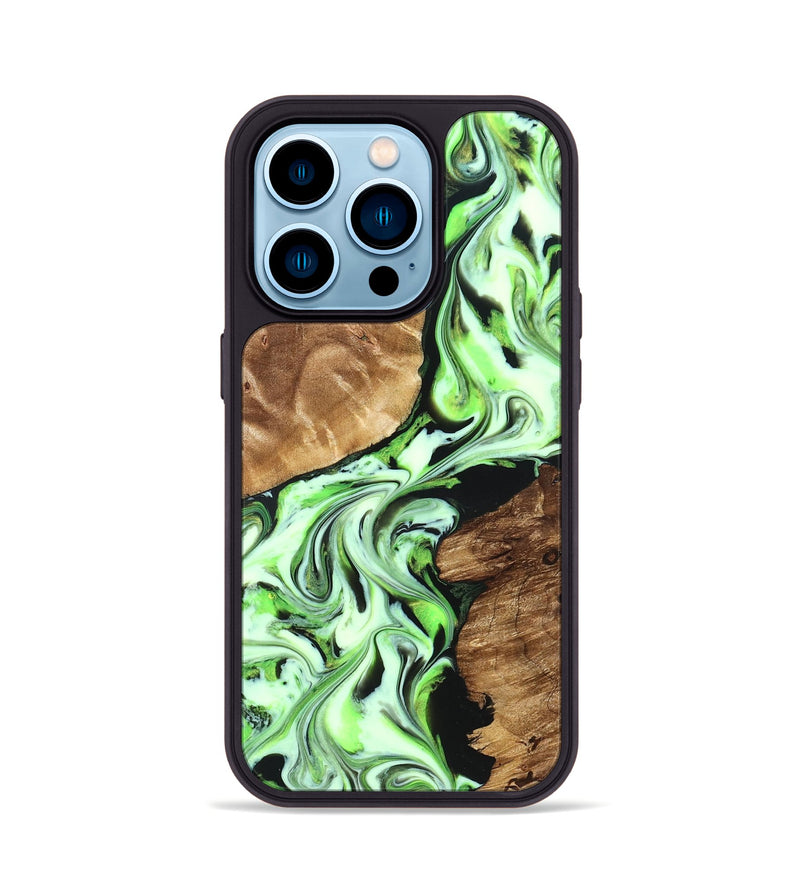 iPhone 14 Pro Wood Phone Case - Luther (Green, 827345)