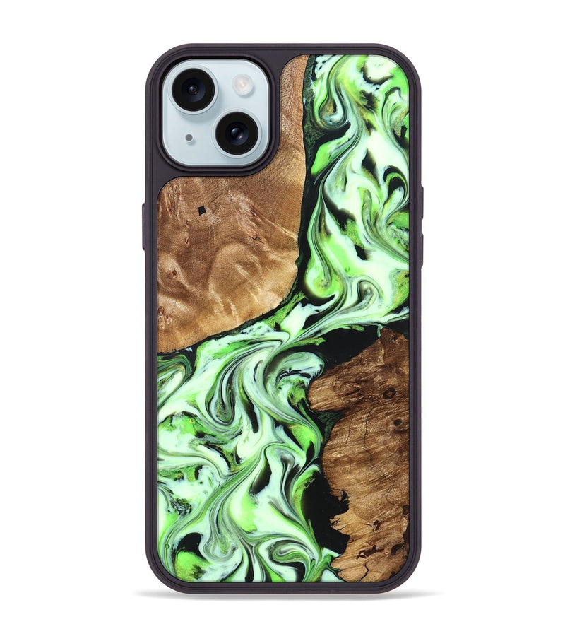 iPhone 15 Plus Wood Phone Case - Luther (Green, 827345)