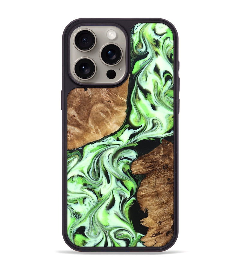 iPhone 15 Pro Max Wood Phone Case - Luther (Green, 827345)