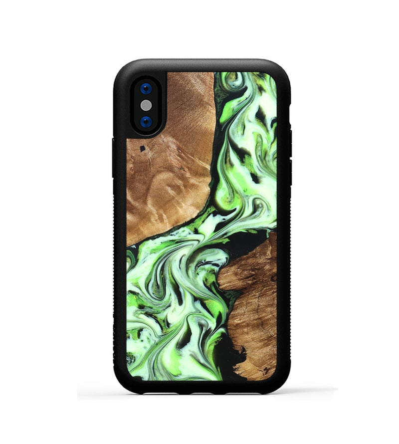 iPhone Xs Wood Phone Case - Luther (Green, 827345)