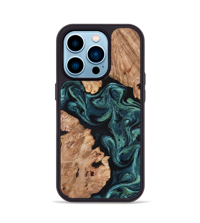 iPhone 14 Pro Wood Phone Case - Maxwell (Green, 827346)