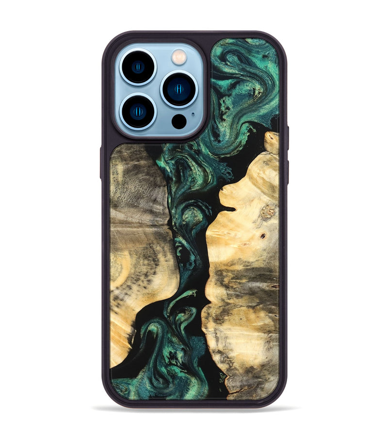 iPhone 14 Pro Max Wood Phone Case - Selene (Green, 827348)