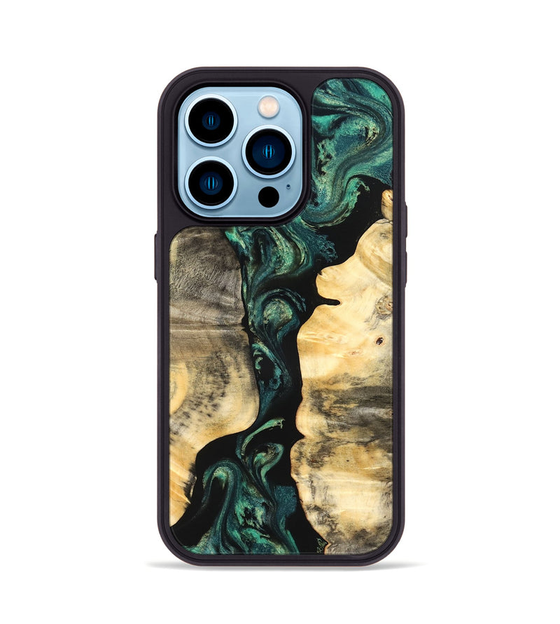 iPhone 14 Pro Wood Phone Case - Selene (Green, 827348)