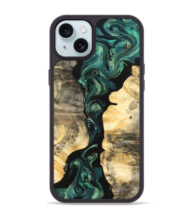 iPhone 15 Plus Wood Phone Case - Selene (Green, 827348)