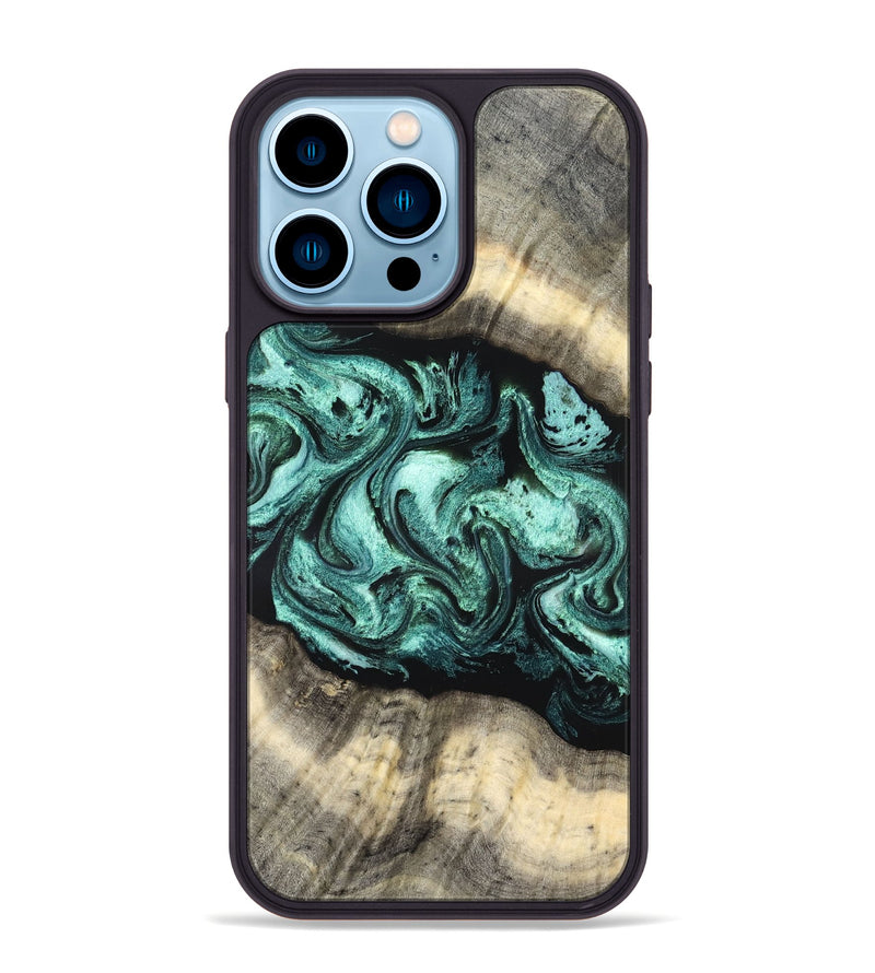iPhone 14 Pro Max Wood Phone Case - Jenifer (Green, 827351)