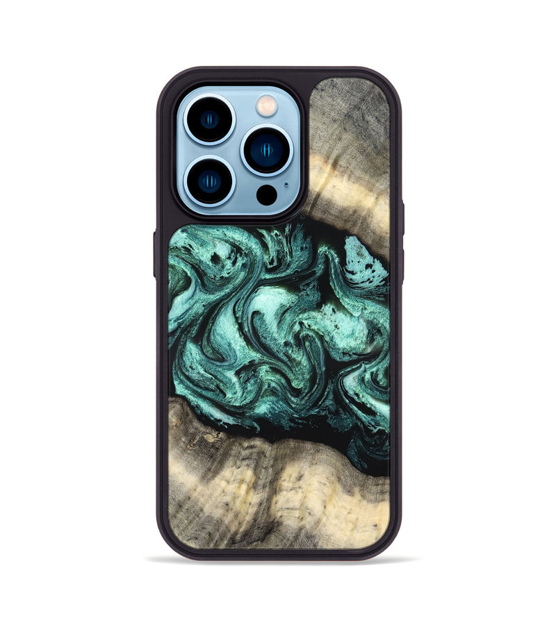 iPhone 14 Pro Wood Phone Case - Jenifer (Green, 827351)
